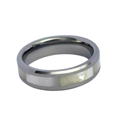 Anillo de tungsteno de nácar para caballero