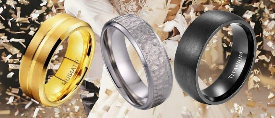 Selección de anillos de titanio para hombre.