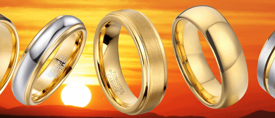 Anillos de tungsteno de oro para hombre