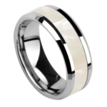 Intuitivo - Anillo de tungsteno para hombre - Alianza de nácar para él de 6 mm u 8 mm